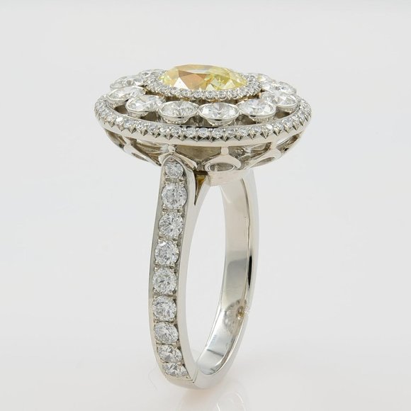 Rachel Koen Fancy Yellow 1.02ct Oval Diamond Engagement Ring Platinum Size 6.5 - Picture 8 of 9